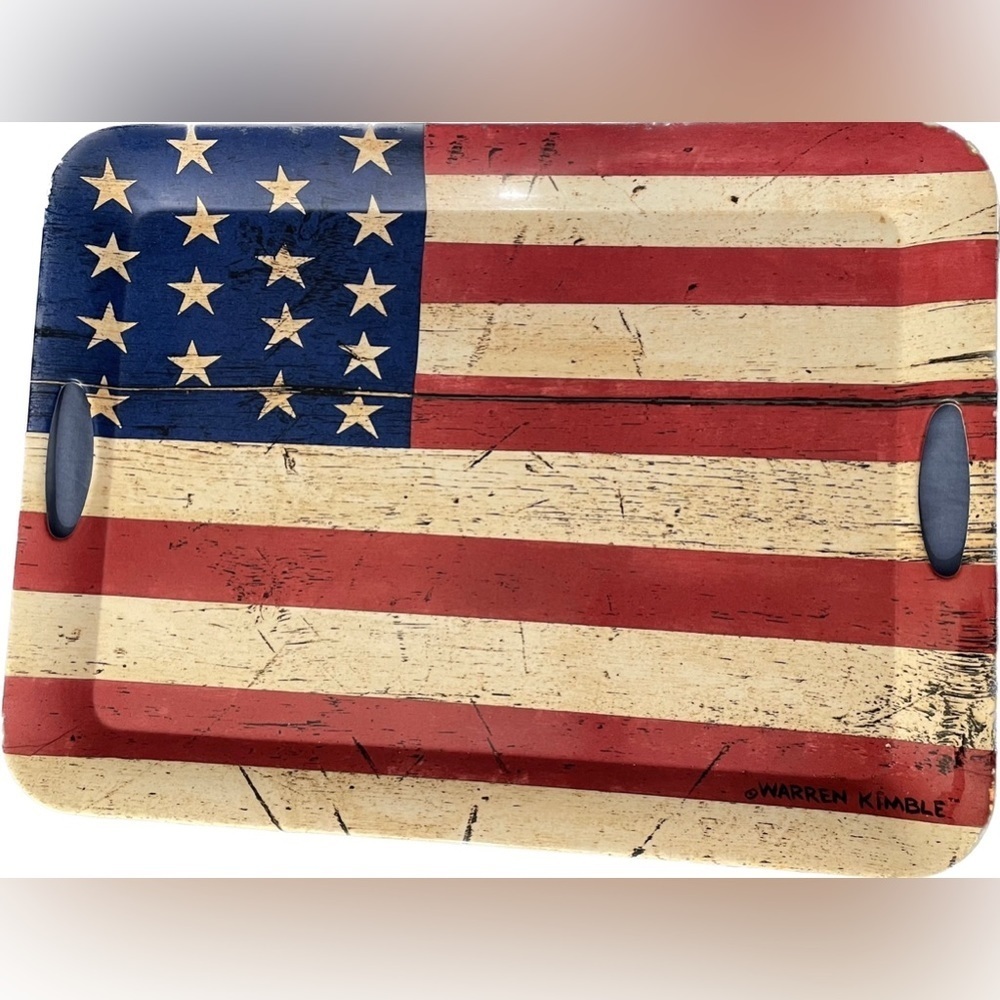😍 Warren Kimball SET OF TWO United States flag serving trays